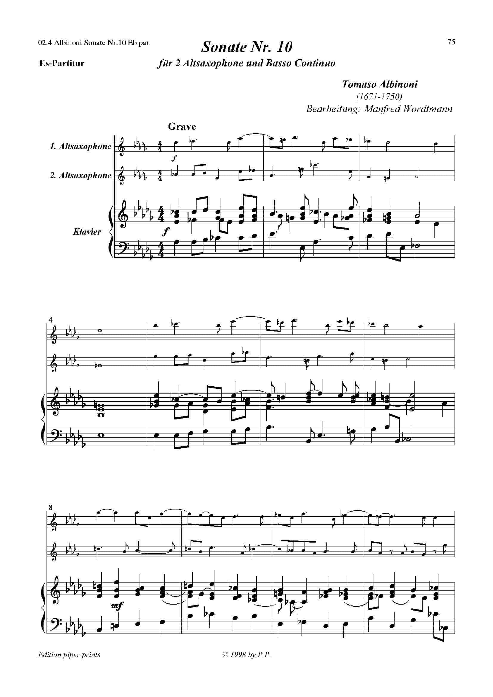 Sonate Nr.10（中音萨克斯二重奏+管风琴）-1