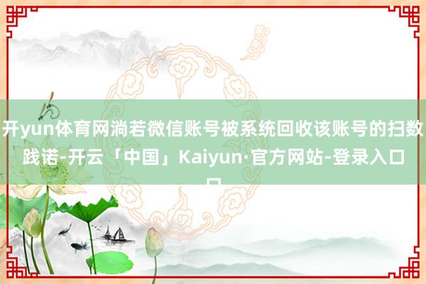 开yun体育网淌若微信账号被系统回收该账号的扫数践诺-开云「中国」Kaiyun·官方网站-登录入口