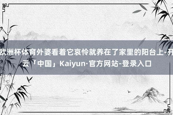 欧洲杯体育外婆看着它哀怜就养在了家里的阳台上-开云「中国」Kaiyun·官方网站-登录入口