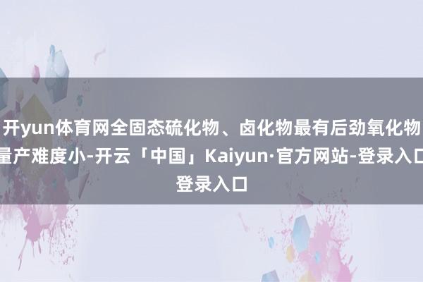 开yun体育网全固态硫化物、卤化物最有后劲氧化物量产难度小-开云「中国」Kaiyun·官方网站-登录入口