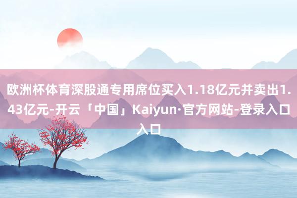 欧洲杯体育深股通专用席位买入1.18亿元并卖出1.43亿元-开云「中国」Kaiyun·官方网站-登录入口